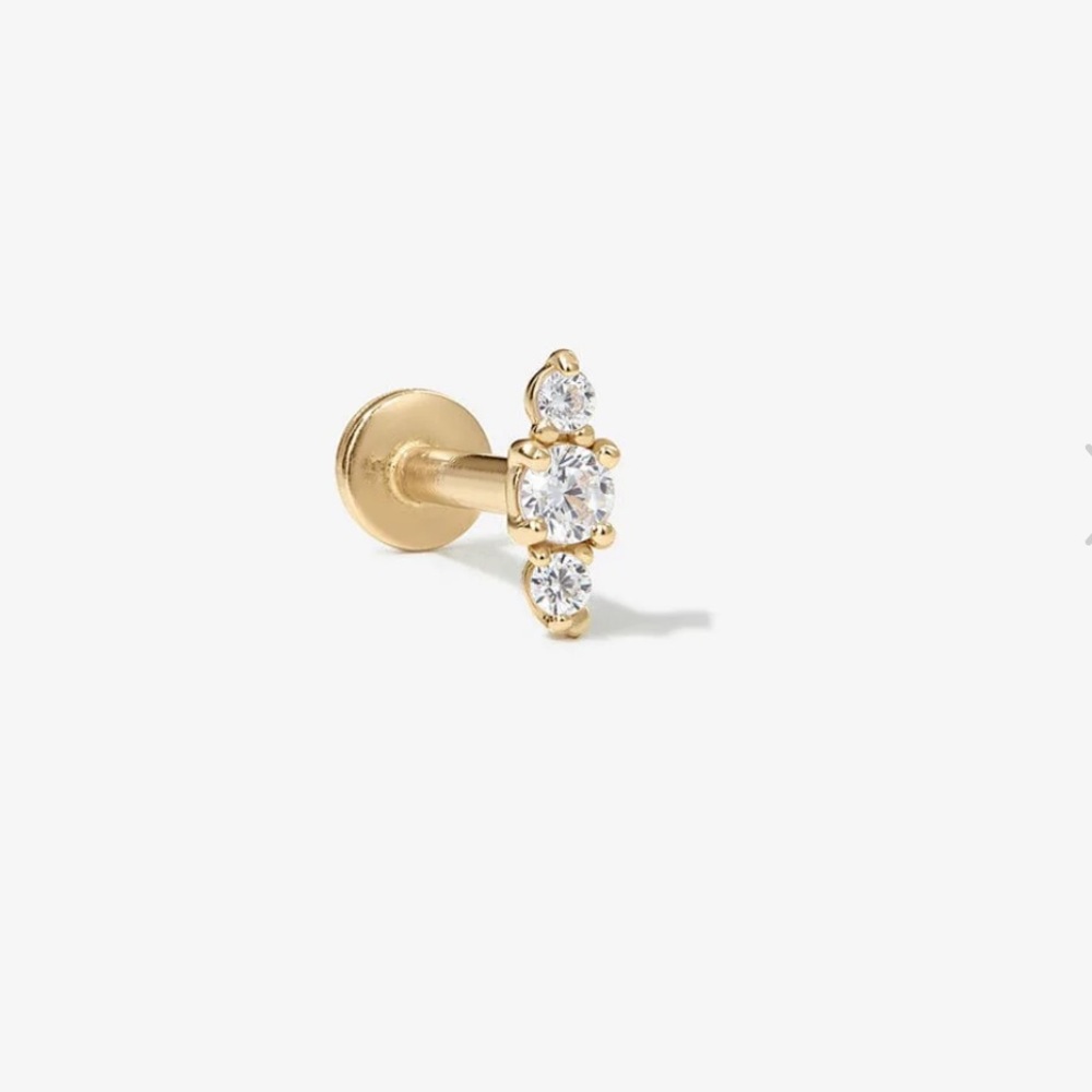Adornmonde Tege Micro VS Diamonds 14K Karat Gold Flatback Earrings